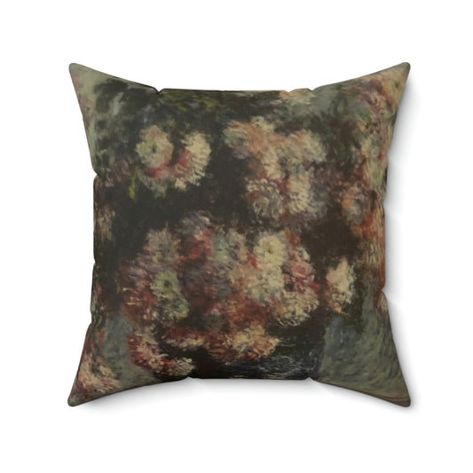 Spun Polyester Square Pillow White Flowers in Vase